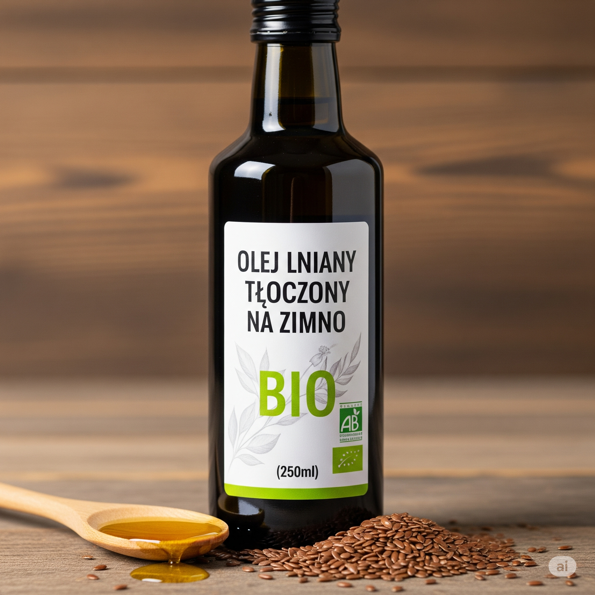 Olej Lniany Tłoczony na Zimno Bio (250ml)